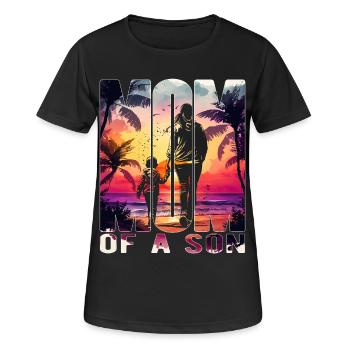Mutter mit einem Sohn Muttertag Strand Mama Kind - Frauen T-Shirt atmungsaktiv - Schwarz - Vorne - AI Model Female 172 light (172cm)