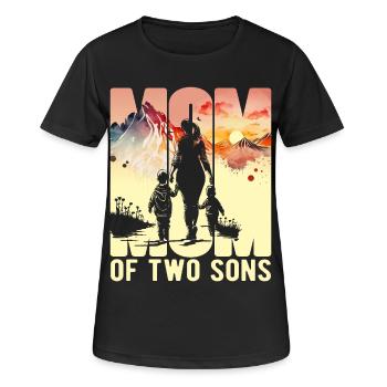 Mutter mit zwei Söhnen Muttertag Berge Mama Kind - Frauen T-Shirt atmungsaktiv - Schwarz - Vorne - AI Model Female 172 light (172cm)