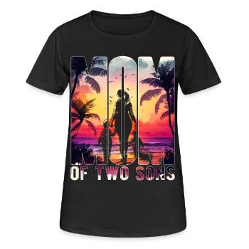 Mutter mit zwei Söhnen Muttertag Strand Mama Kind - Frauen T-Shirt atmungsaktiv - Schwarz - Vorne - AI Model Female 172 light (172cm)