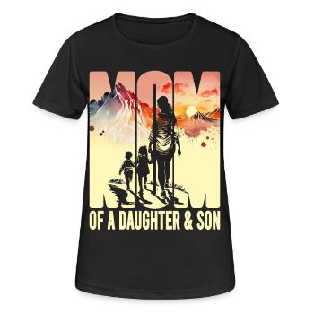 Mutter mit Tochter Sohn Muttertag Berge Mama Kind - Frauen T-Shirt atmungsaktiv - Schwarz - Vorne - AI Model Female 172 light (172cm)
