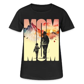 Mutter mit einem Jungen Muttertag Berge Mama Kind - Frauen T-Shirt atmungsaktiv - Schwarz - Vorne - AI Model Female 172 light (172cm)