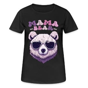 Mama Bear Lunettes de soleil Cerisier en fleurs Fête des mères - T-shirt respirant Femme - noir - Devant - AI Model Female 172 light (172cm)