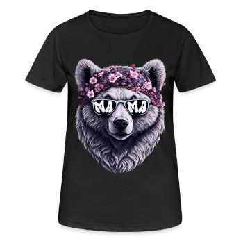 Mama Bear Lunettes de soleil Bandana Fleurs de fête des mères - T-shirt respirant Femme - noir - Devant - AI Model Female 172 light (172cm)