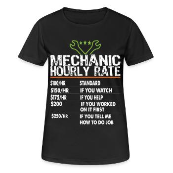 Mécanicien taux horaire Mécanicien Travailleurs de la mécanique Taux de main-d’œuvre - T-shirt respirant Femme - noir - Devant - AI Model Female 172 light (172cm)