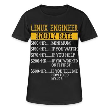 Ingénieur Linux Taux horaire Mécanique Taux de main-d’œuvre - T-shirt respirant Femme - noir - Devant - AI Model Female 172 light (172cm)