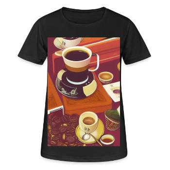 Café, grains de café - T-shirt respirant Femme - noir - Devant - AI Model Female 172 light (172cm)