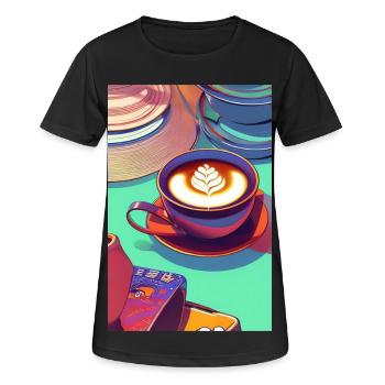 Café, grains de café - T-shirt respirant Femme - noir - Devant - AI Model Female 172 light (172cm)