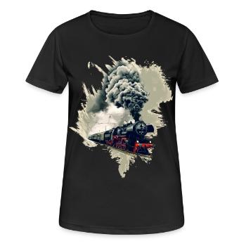 Alte Dampflok - Frauen T-Shirt atmungsaktiv - Schwarz - Vorne - AI Model Female 172 light (172cm)
