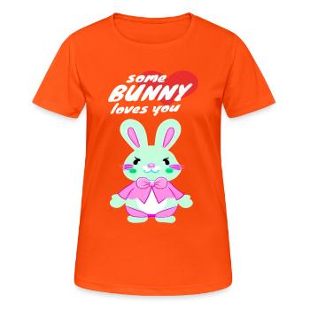 süßes Osterbunny mit Liebesbotschaft - Frauen T-Shirt atmungsaktiv - Neonorange - Vorne - AI Model Female 172 dark (172cm)