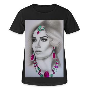 Femme avec des bijoux - T-shirt respirant Femme - noir - Devant - AI Model Female 172 light (172cm)