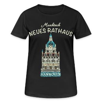 Hannover, kultiges Neues Rathaus, Niedersachsen - Frauen T-Shirt atmungsaktiv - Schwarz - Vorne - AI Model Female 172 light (172cm)