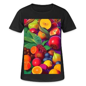 Früchte - Frauen T-Shirt atmungsaktiv - Schwarz - Vorne - AI Model Female 172 light (172cm)