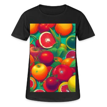 Früchte - Frauen T-Shirt atmungsaktiv - Schwarz - Vorne - AI Model Female 172 light (172cm)