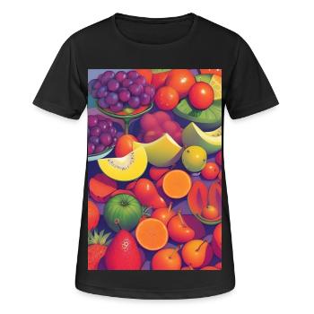 Früchte - Frauen T-Shirt atmungsaktiv - Schwarz - Vorne - AI Model Female 172 light (172cm)