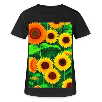 Tournesols - T-shirt respirant Femme - noir - Devant - AI Model Female 172 light (172cm)