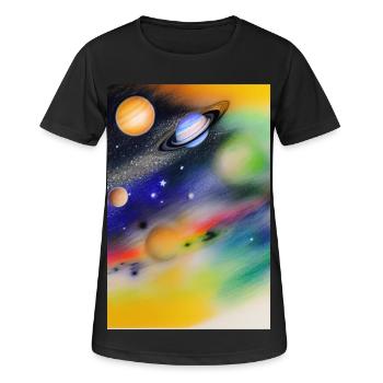 Weltall und Planeten - Frauen T-Shirt atmungsaktiv - Schwarz - Vorne - AI Model Female 172 light (172cm)