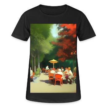 Asiatisches Cafe im Freien - Frauen T-Shirt atmungsaktiv - Schwarz - Vorne - AI Model Female 172 light (172cm)