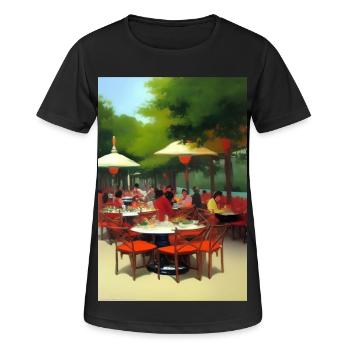 Asiatisches Cafe im Freien - Frauen T-Shirt atmungsaktiv - Schwarz - Vorne - AI Model Female 172 light (172cm)