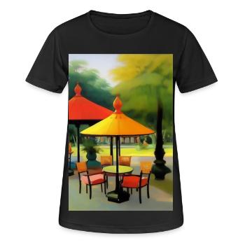 Café asiatique en plein air - T-shirt respirant Femme - noir - Devant - AI Model Female 172 light (172cm)