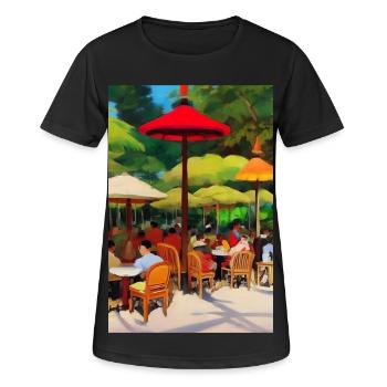 Café asiatique en plein air - T-shirt respirant Femme - noir - Devant - AI Model Female 172 light (172cm)