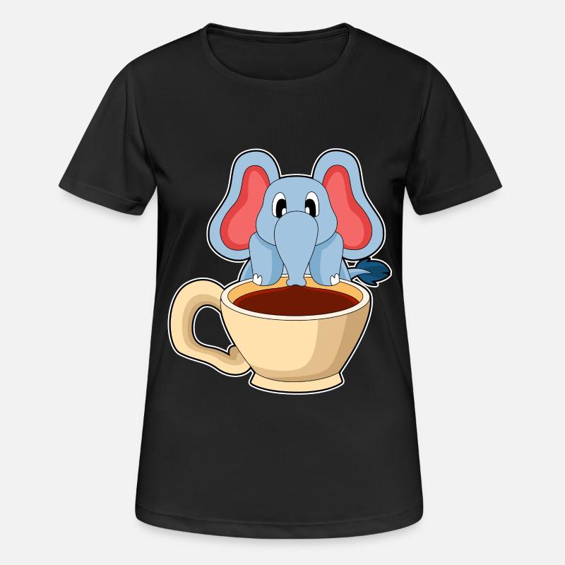 Elefant Kaffee - Frauen T-Shirt atmungsaktiv - Schwarz