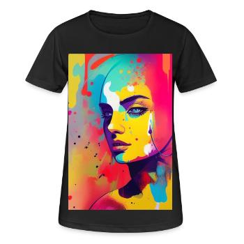 Art abstrait - T-shirt respirant Femme - noir - Devant - AI Model Female 172 light (172cm)