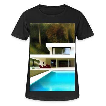 Villa blanche avec piscine - T-shirt respirant Femme - noir - Devant - AI Model Female 172 light (172cm)