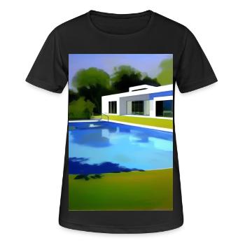 Villa blanche avec piscine - T-shirt respirant Femme - noir - Devant - AI Model Female 172 light (172cm)