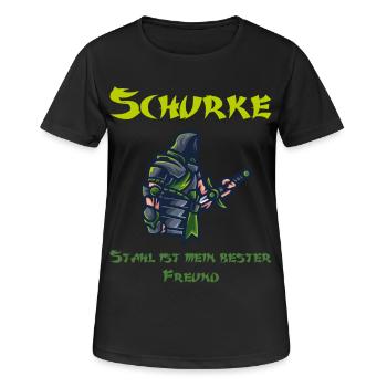 Stahl trifft auf Schatten | Das Schurken-Design - Frauen T-Shirt atmungsaktiv - Schwarz - Vorne - AI Model Female 172 light (172cm)