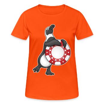 Penguin Poker Jetons de poker - T-shirt respirant Femme - orange néon - Devant - AI Model Female 172 dark (172cm)