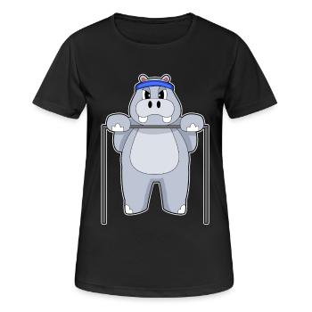 Hippopotamus Bodybuilders Pull-ups Bodybuilding - Women's Breathable T-Shirt - black - Front - AI Model Female 172 light (172cm)