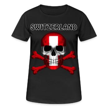Skull Jolly Roger Pirate Flag Switzerland R6Z - Women's Breathable T-Shirt - black - Front - AI Model Female 172 light (172cm)