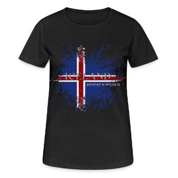 Flagge von Island Grunge, Isländischer Stolz - Frauen T-Shirt atmungsaktiv - Schwarz - Vorne - AI Model Female 172 light (172cm)
