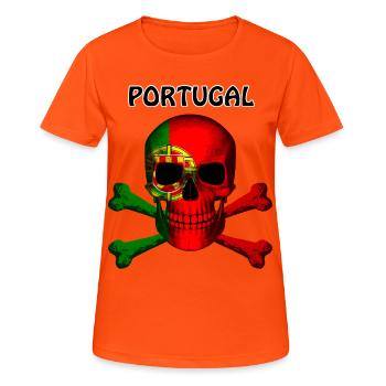 Skull Jolly Roger Pirate Flag Portugal R6Z - Women's Breathable T-Shirt - neon orange - Front - AI Model Female 172 dark (172cm)