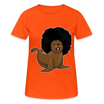 Coiffure afro Seal - T-shirt respirant Femme - orange néon - Devant - AI Model Female 172 dark (172cm)
