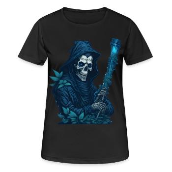 Faucheuse avec pipe d’herbe - T-shirt respirant Femme - noir - Devant - AI Model Female 172 light (172cm)