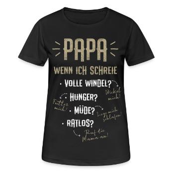 Papas Anleitung - Frauen T-Shirt atmungsaktiv - Schwarz - Vorne - AI Model Female 172 light (172cm)