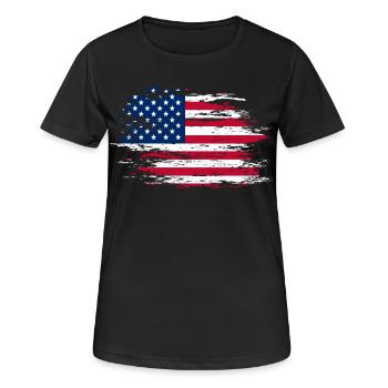 USA Flagge used - Frauen T-Shirt atmungsaktiv - Schwarz - Vorne - AI Model Female 172 light (172cm)