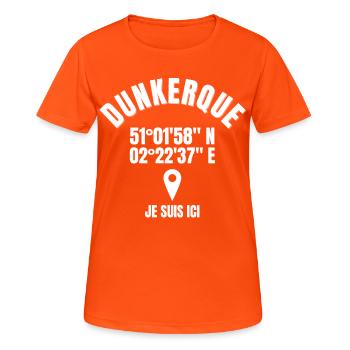 Dunkerque, Nord-Pas-De-Calais, Dunkerquois - T-shirt respirant Femme - orange néon - Devant - AI Model Female 172 dark (172cm)