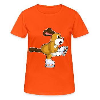 Hund Eislaufen Schlittschuhe - Frauen T-Shirt atmungsaktiv - Neonorange - Vorne - AI Model Female 172 dark (172cm)