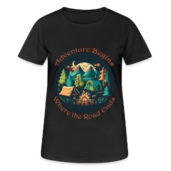 Abenteuer Beginnt Am Pfadende - Frauen T-Shirt atmungsaktiv - Schwarz - Vorne - AI Model Female 172 light (172cm)