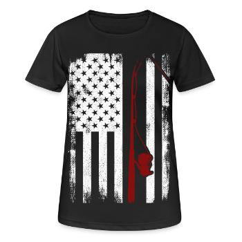 Patriotischer Fischer - Frauen T-Shirt atmungsaktiv - Schwarz - Vorne - AI Model Female 172 light (172cm)