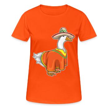 Ente Sombrero - Frauen T-Shirt atmungsaktiv - Neonorange - Vorne - AI Model Female 172 dark (172cm)