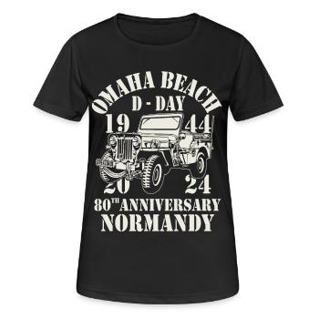 Omaha Beach D-Day 80. Jahrestag Normandie - Frauen T-Shirt atmungsaktiv - Schwarz - Vorne - AI Model Female 172 light (172cm)