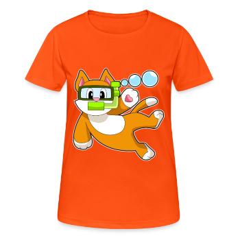 Katze Taucher Schnorchel Tauchen - Frauen T-Shirt atmungsaktiv - Neonorange - Vorne - AI Model Female 172 dark (172cm)