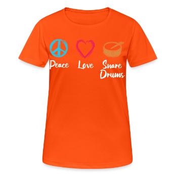 Tambour d’amour de paix - T-shirt respirant Femme - orange néon - Devant - AI Model Female 172 dark (172cm)