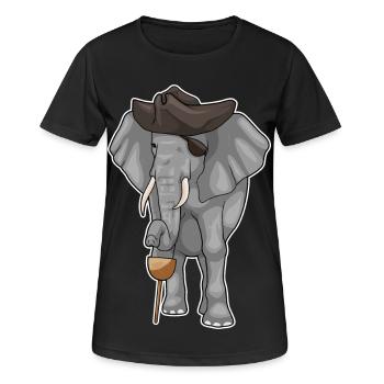 Elefant Pirat Holzbein Augenklappe - Frauen T-Shirt atmungsaktiv - Schwarz - Vorne - AI Model Female 172 light (172cm)