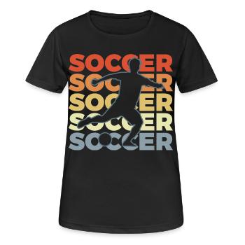 Fußballspieler - Frauen T-Shirt atmungsaktiv - Schwarz - Vorne - AI Model Female 172 light (172cm)
