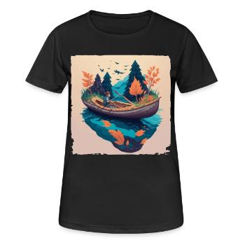 Fantastischer Angler im Herbst - Frauen T-Shirt atmungsaktiv - Schwarz - Vorne - AI Model Female 172 light (172cm)