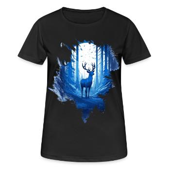 Cerfs dans les bois - T-shirt respirant Femme - noir - Devant - AI Model Female 172 light (172cm)